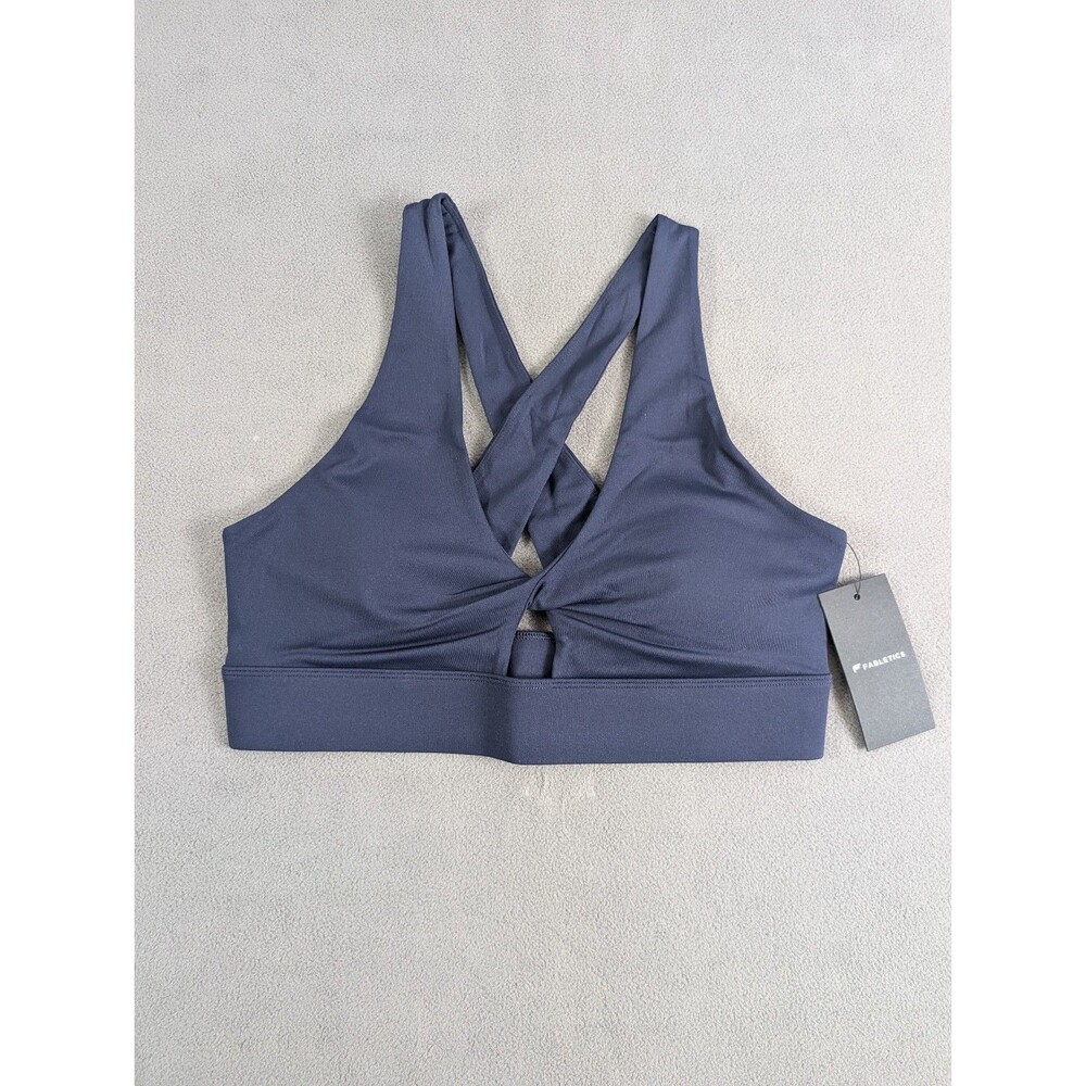 NWT Fabletics Oasis Twist Sports Bra Deep Navy Blue Size L Medium Impact